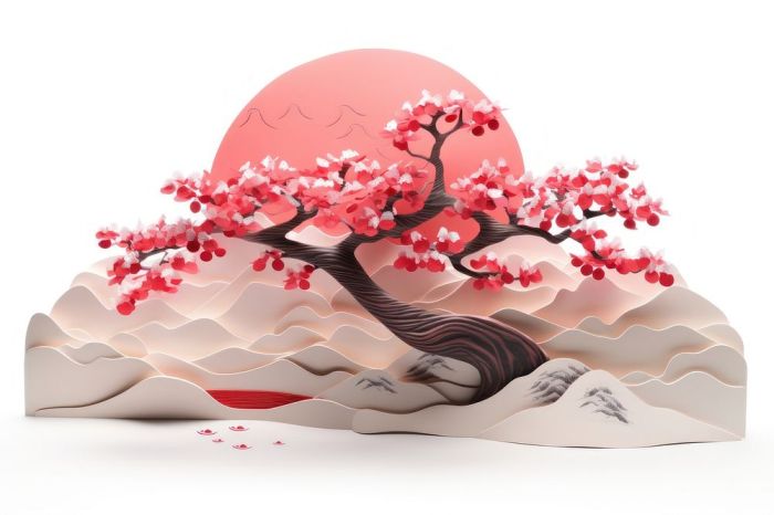 Free Photo | Japanese aesthetic with branches and fan